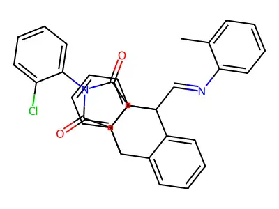 1-[(1E)-2-(2-methylphenyl)-2-azavinyl]-17-(2-chlorophenyl)-17-azapentacyclo[6. 6.5.0<2,7>.0<9,14>.0<15,19>]nonadeca-2,4,6,9(14),10,12-hexaene-16,18-dione structure