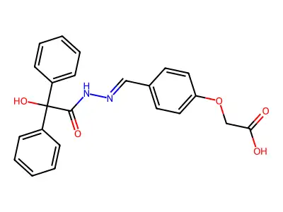 {4-[(E)-{2-[hydroxy(diphenyl)acetyl]hydrazinylidene}methyl]phenoxy}acetic acid structure