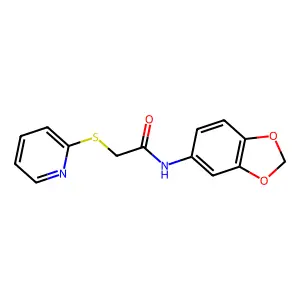 N-(1,3-benzodioxol-5-yl)-2-(2-pyridinylsulfanyl)acetamide structure
