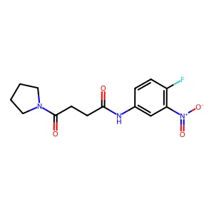 N-(4-fluoro-3-nitrophenyl)-4-oxo-4-(pyrrolidin-1-yl)butanamide structure