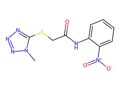 2-[(1-methyl-1H-1,2,3,4-tetrazol-5-yl)sulfanyl]-N-(2-nitrophenyl)acetamide structure
