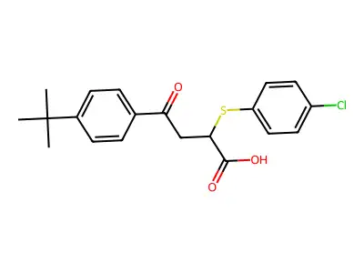4-[4-(Tert-butyl)phenyl]-2-[(4-chlorophenyl)sulfanyl]-4-oxobutanoic acid structure