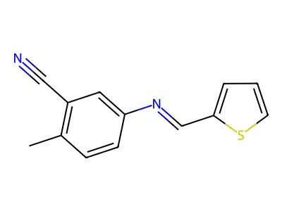 2-methyl-5-{[(E)-2-thienylmethylidene]amino}benzenecarbonitrile structure