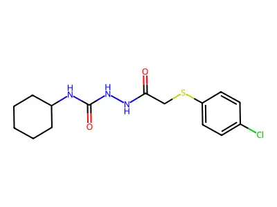2-{2-[(4-chlorophenyl)sulfanyl]acetyl}-N-cyclohexyl-1-hydrazinecarboxamide structure