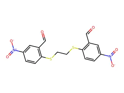 2-({2-[(2-formyl-4-nitrophenyl)sulfanyl]ethyl}sulfanyl)-5-nitrobenzenecarbaldehyde structure