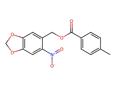 (6-nitro-2H-1,3-benzodioxol-5-yl)methyl 4-methylbenzoate structure