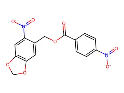 (6-Nitro-1,3-benzodioxol-5-yl)methyl 4-nitrobenzenecarboxylate structure