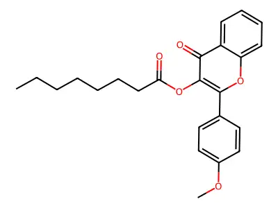 Octanoic acid 2-(4-methoxy-phenyl)-4-oxo-4H-chromen-3-YL ester structure