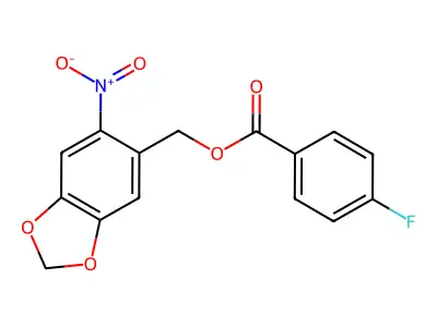 (6-Nitro-1,3-benzodioxol-5-yl)methyl 4-fluorobenzenecarboxylate structure