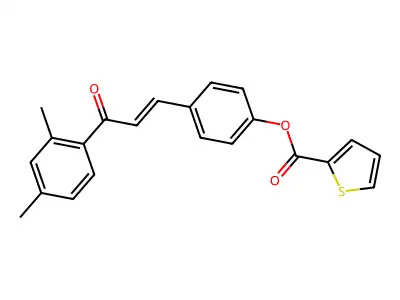 4-(3-(2,4-Dimethylphenyl)-3-oxoprop-1-en-1-yl)phenyl thiophene-2-carboxylate structure