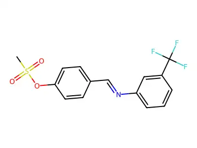 4-(((3-(Trifluoromethyl)phenyl)imino)methyl)phenyl methanesulfonate structure