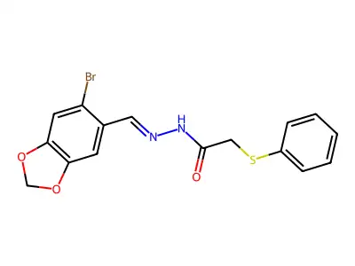 2-(Phenylthio)acetic acid 2-[(6-bromo-1,3-benzodioxol-5-yl)methylene]hydrazide structure