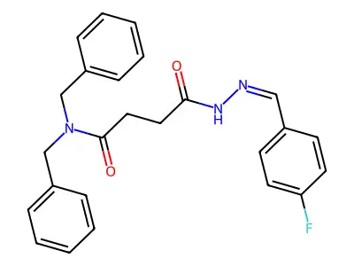 N',N'-dibenzyl-N-[(4-fluorophenyl)methylideneamino]butanediamide structure