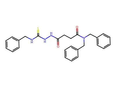 N,N-dibenzyl-4-{2-[(benzylamino)carbothioyl]hydrazino}-4-oxobutanamide structure