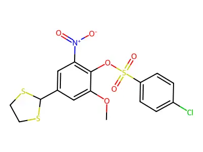 4-(1,3-Dithiolan-2-yl)-2-methoxy-6-nitrophenyl 4-chlorobenzenesulfonate structure