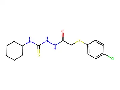 2-{2-[(4-chlorophenyl)sulfanyl]acetyl}-N-cyclohexyl-1-hydrazinecarbothioamide structure