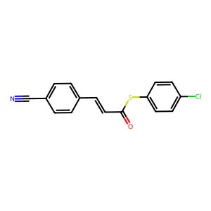 S-(4-chlorophenyl) 3-(4-cyanophenyl)-2-propenethioate structure
