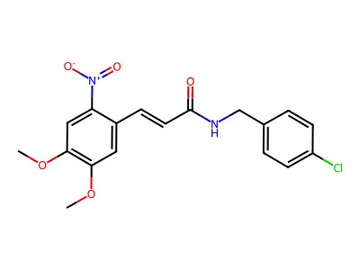 3-(4,5-Dimethoxy-2-nitrophenyl)-N-((4-chlorophenyl)methyl)prop-2-enamide structure