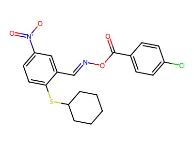 [(2-Cyclohexylsulfanyl-5-nitrophenyl)methylideneamino] 4-chlorobenzoate structure