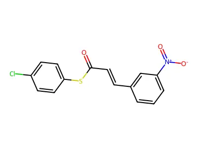 S-(4-chlorophenyl) 3-(3-nitrophenyl)prop-2-enethioate structure