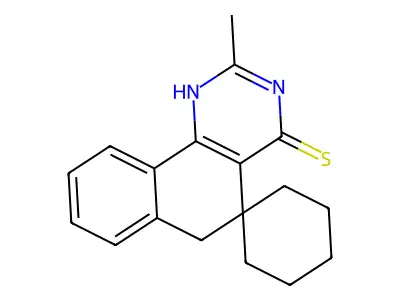 2-Methyl-4-spiro[1,6-dihydrobenzo[h]quinazoline-5,1'-cyclohexane]thione structure