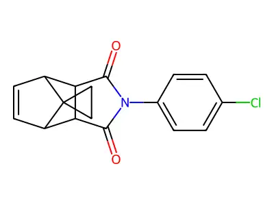 4-(4-chlorophenyl)-spiro[4-azatricyclo[5.2.1.0~2,6~]dec[8]ene-10,1'-cyclopropane]-3,5-dione structure