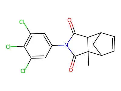 3a-methyl-2-(3,4,5-trichlorophenyl)-3a,4,7,7a-tetrahydro-1H-4,7-methanoisoindole-1,3(2H)-dione structure