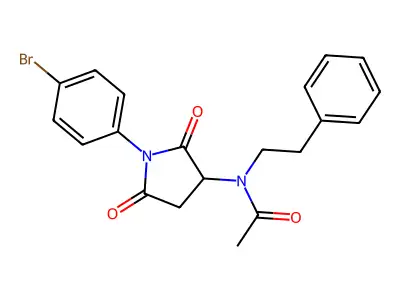 N-[1-(4-bromophenyl)-2,5-dioxo-3-pyrrolidinyl]-N-(2-phenylethyl)acetamide structure