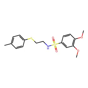 3,4-dimethoxy-N-[2-(4-methylphenyl)sulfanylethyl]benzenesulfonamide structure