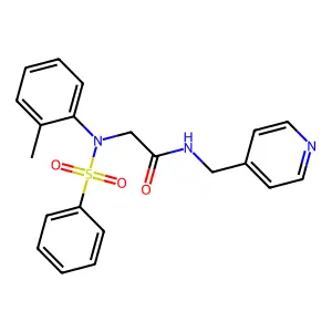 2-[N-(benzenesulfonyl)-2-methylanilino]-N-(pyridin-4-ylmethyl)acetamide structure