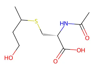 2-Acetamido-3-(4-hydroxybutan-2-ylsulfanyl)propanoic acid structure