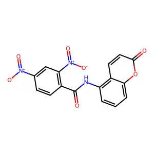 2,4-bisnitro-N-(2-oxo-2H-chromen-5-yl)benzamide structure
