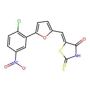 5-[(5-{2-Chloro-5-nitrophenyl}-2-furyl)methylene]-2-thioxo-1,3-thiazolidin-4-one structure