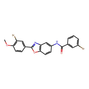3-bromo-N-[2-(3-bromo-4-methoxyphenyl)-1,3-benzoxazol-5-yl]benzamide structure