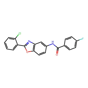 N-[2-(2-chlorophenyl)-1,3-benzoxazol-5-yl]-4-fluorobenzamide structure