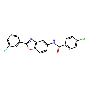 4-chloro-N-[2-(3-fluorophenyl)-1,3-benzoxazol-5-yl]benzamide structure
