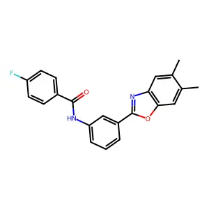 N-[3-(5,6-dimethyl-1,3-benzoxazol-2-yl)phenyl]-4-fluorobenzamide structure