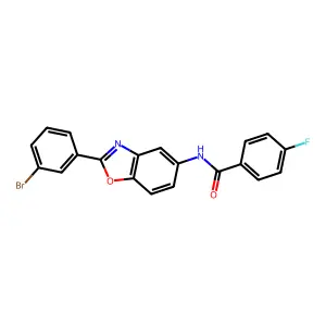 N-[2-(3-bromophenyl)-1,3-benzoxazol-5-yl]-4-fluorobenzamide structure