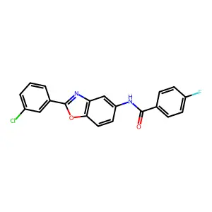 N-[2-(3-chlorophenyl)-1,3-benzoxazol-5-yl]-4-fluorobenzamide structure