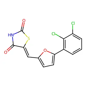 (E)-5-((5-(2,3-dichlorophenyl)furan-2-yl)methylene)thiazolidine-2,4-dione structure