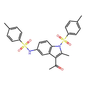 N-(3-acetyl-2-methyl-1-tosyl-1H-indol-5-yl)-4-methylbenzenesulfonamide structure
