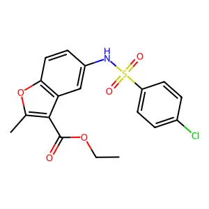 Ethyl 5-{[(4-chlorophenyl)sulfonyl]amino}-2-methyl-1-benzofuran-3-carboxylate structure