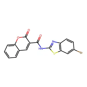 N-(6-bromo-1,3-benzothiazol-2-yl)-2-oxo-2H-chromene-3-carboxamide structure