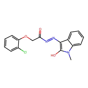 2-(2-chlorophenoxy)-N-[(Z)-(1-methyl-2-oxoindol-3-ylidene)amino]acetamide structure