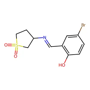 4-bromo-2-{(E)-[(1,1-dioxidotetrahydrothiophen-3-yl)imino]methyl}phenol structure