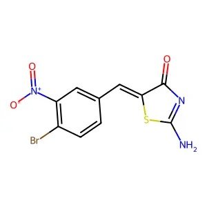 (5Z)-2-amino-5-[(4-bromo-3-nitrophenyl)methylidene]-1,3-thiazol-4-one structure