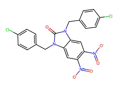 1,3-Bis[(4-chlorophenyl)methyl]-5,6-dinitrobenzimidazol-2-one structure