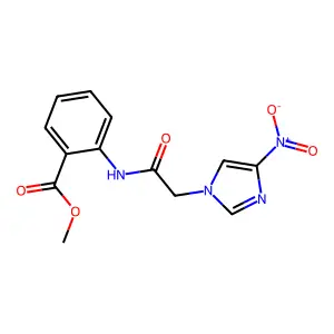 methyl 2-{[(4-nitro-1H-imidazol-1-yl)acetyl]amino}benzoate structure
