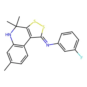 N-(3-fluorophenyl)-4,4,7-trimethyl-5H-dithiolo[3,4-c]quinolin-1-imine structure