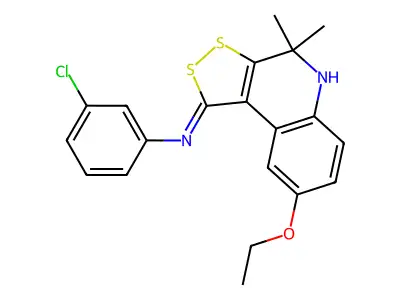 N-(3-chlorophenyl)-8-ethoxy-4,4-dimethyl-5H-dithiolo[3,4-c]quinolin-1-imine structure